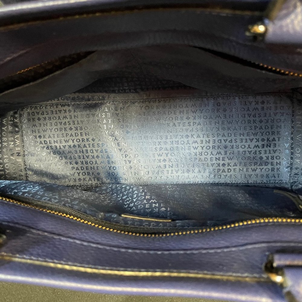 Kate Spade deep blue leather tote with bow - Picture 10 of 15